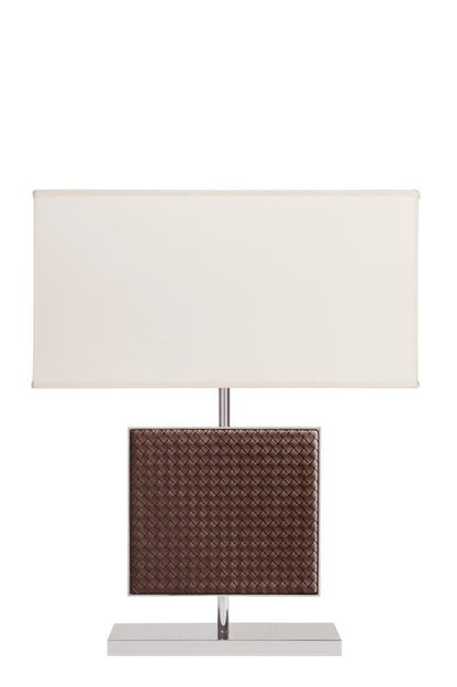 Ebe Handwoven Leather Table Lamp with Metal Base