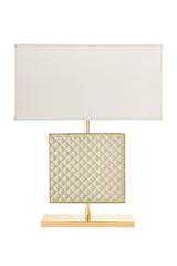 Ebe Quilted Diamonds Leather Table Lamp with Metal Base