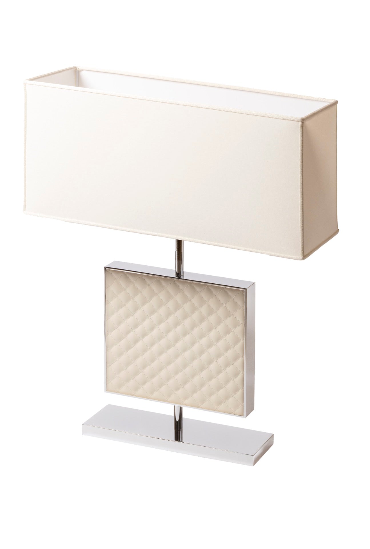 Ebe Quilted Diamonds Leather Table Lamp with Metal Base