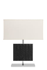 Ebe Quilted Herringbone Leather Table Lamp with Metal Base