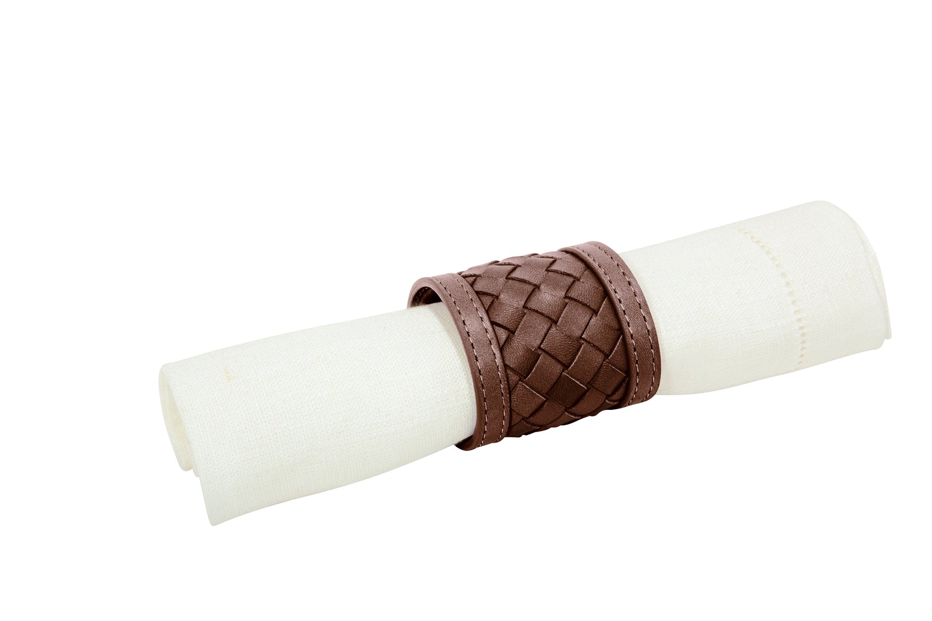 Nino Napkin Ring by Riviere | Leather napkin ring | Available in handwoven, quilted diamonds, and hand-braided leather | Tableware and Napkin Rings | 2Jour Concierge, your luxury lifestyle shop