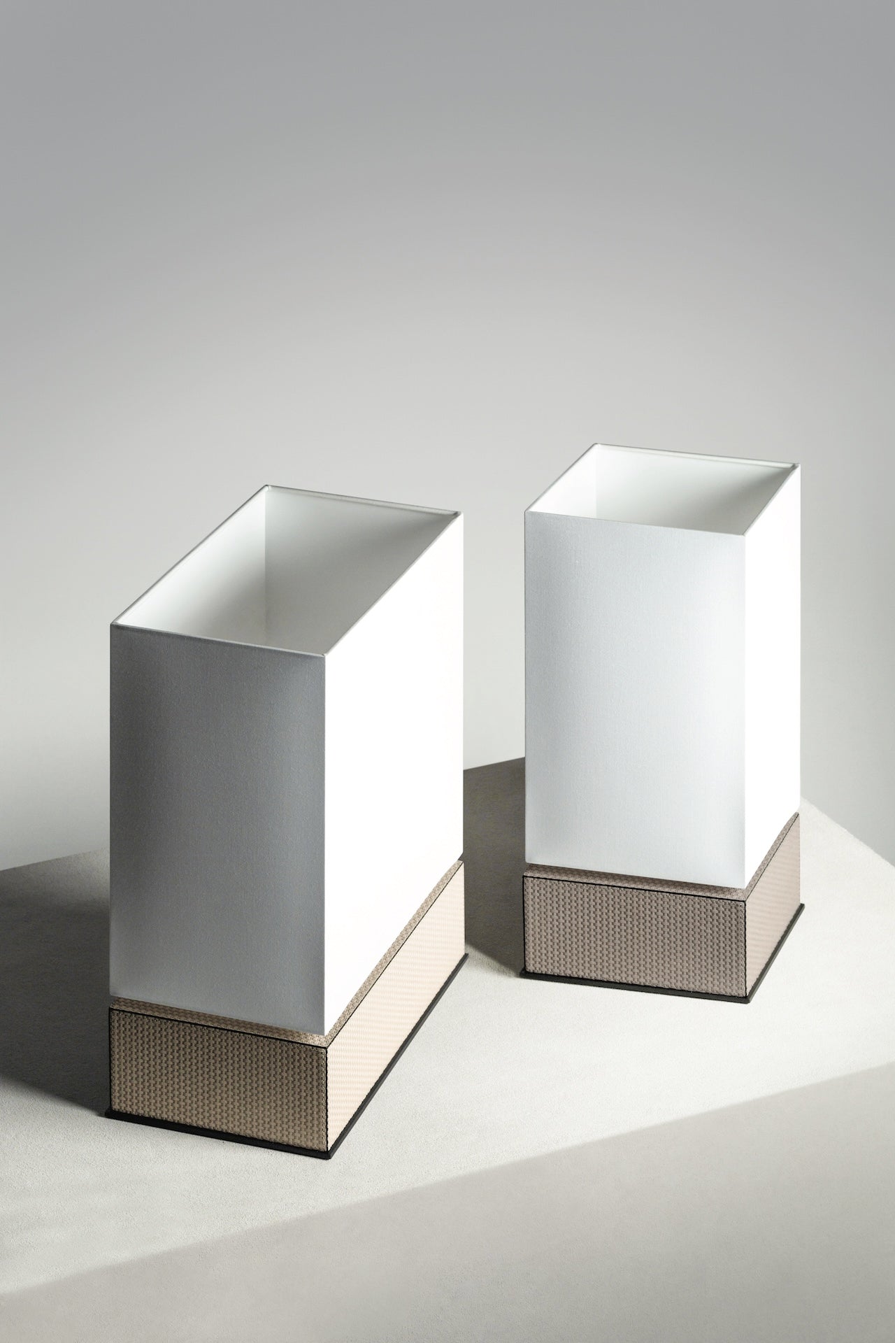 Giobagnara Blink 1 | Table Lamp: Leather with linen lampshade and fireproof diffuser, metal base in chrome, bronze, or brass | Lighting / Table Lamps | 2Jour Concierge, your luxury lifestyle shop | luxury interiors, hospitality décor, elegant living, designer lighting, boutique hotels, yacht décor, refined lifestyle, office décor