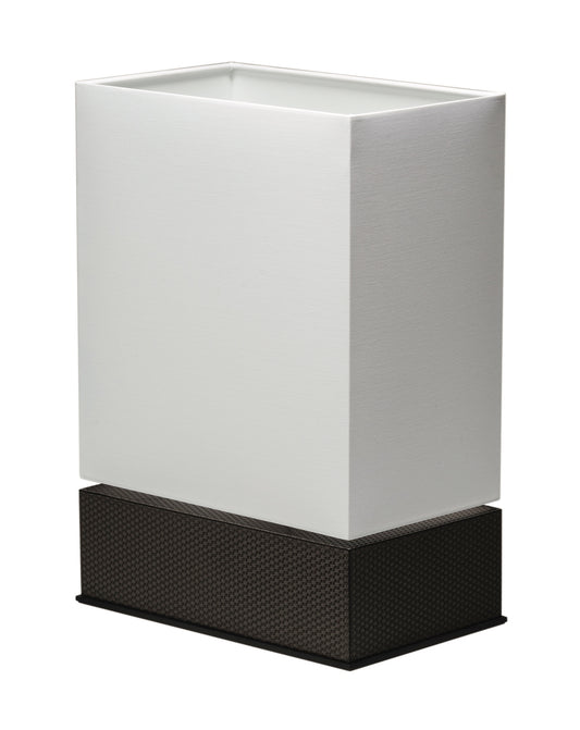 Giobagnara Blink 2 | Table Lamp: Leather with linen lampshade and fireproof diffuser, metal base in chrome, bronze, or brass | Lighting / Table Lamps | 2Jour Concierge, your luxury lifestyle shop | luxury interiors, hospitality décor, elegant living, designer lighting, boutique hotels, yacht décor, refined lifestyle, office décor