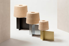 x Stéphane Parmentier Lipari Woven Rattan Table Lamp On Aluminium Base
