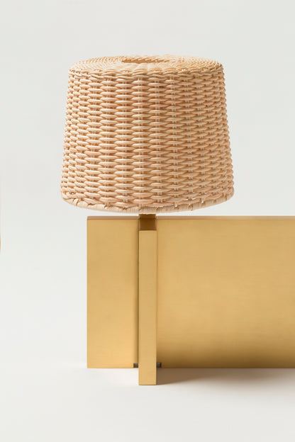 x Stéphane Parmentier Lipari Woven Rattan Table Lamp On Aluminium Base