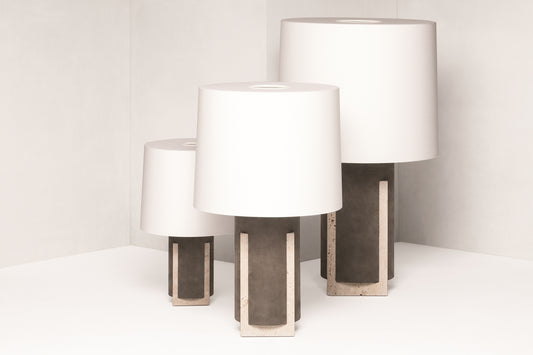 Giobagnara x Stéphane Parmentier Palazzo Marble & Suede Table Lamp | Exquisite Design Collaboration with Luxurious Marble and Suede | Elevate Your Interior Decor with Timeless Elegance | Available at 2Jour Concierge, #1 luxury high-end gift & lifestyle shop