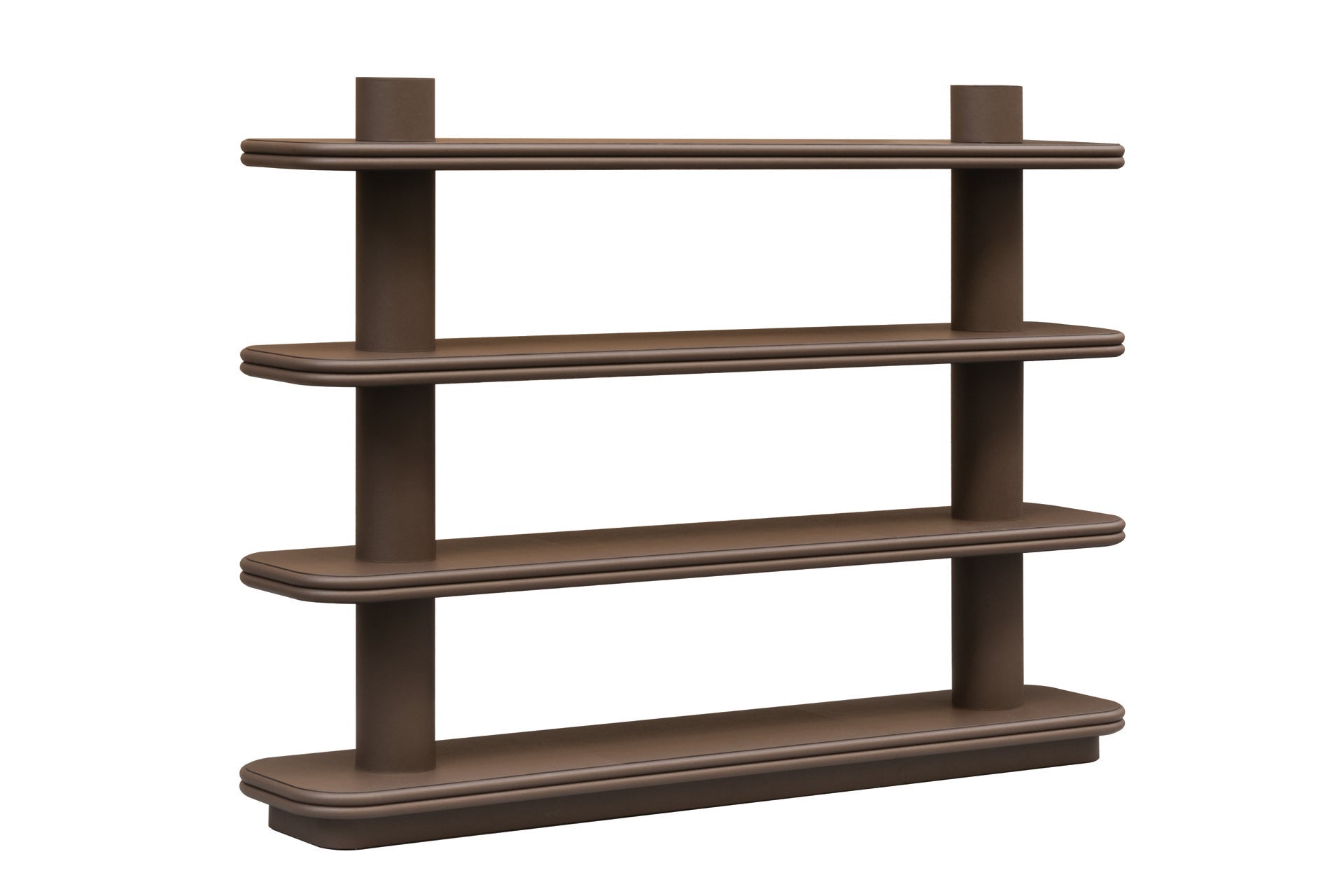Giobagnara × Stéphane Parmentier Scala | Leather Single Bookshelf: Leather-wrapped structure with cylindrical supports and rounded shelves in golf, wild boar, deer, nappa, or suede finishes | Furniture / Bookcases | 2Jour Concierge, your luxury lifestyle shop | refined interiors, luxury offices, contemporary libraries, boutique hotels, collector’s furniture, design statements