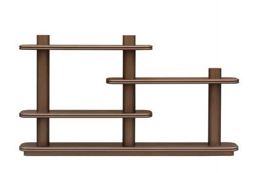 Giobagnara × Stéphane Parmentier Scala | Double Bookshelf: Leather or bronze-lacquered wood finish with signature cylindrical pillars | Furniture / Bookshelves | 2Jour Concierge, your luxury lifestyle shop | design statement, architectural balance, refined storage, contemporary craftsmanship