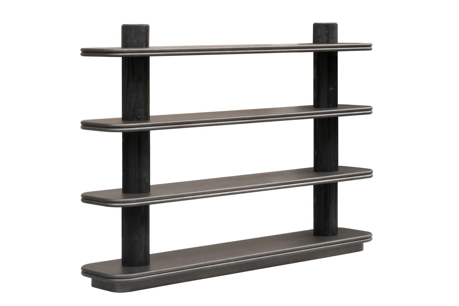 Giobagnara × Stéphane Parmentier Scala | Wood Single Bookshelf: Bronze-lacquered wood structure with rounded edges and cylindrical supports | Furniture / Bookshelves | 2Jour Concierge, your luxury lifestyle shop | refined storage, architectural design, modern interiors, sculptural bookshelf, Italian craftsmanship