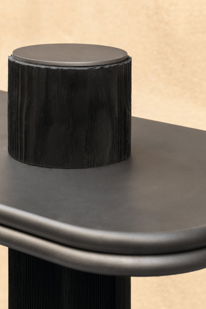 Giobagnara × Stéphane Parmentier Scala | Wood Single Bookshelf: Bronze-lacquered wood structure with rounded edges and cylindrical supports | Furniture / Bookshelves | 2Jour Concierge, your luxury lifestyle shop | refined storage, architectural design, modern interiors, sculptural bookshelf, Italian craftsmanship