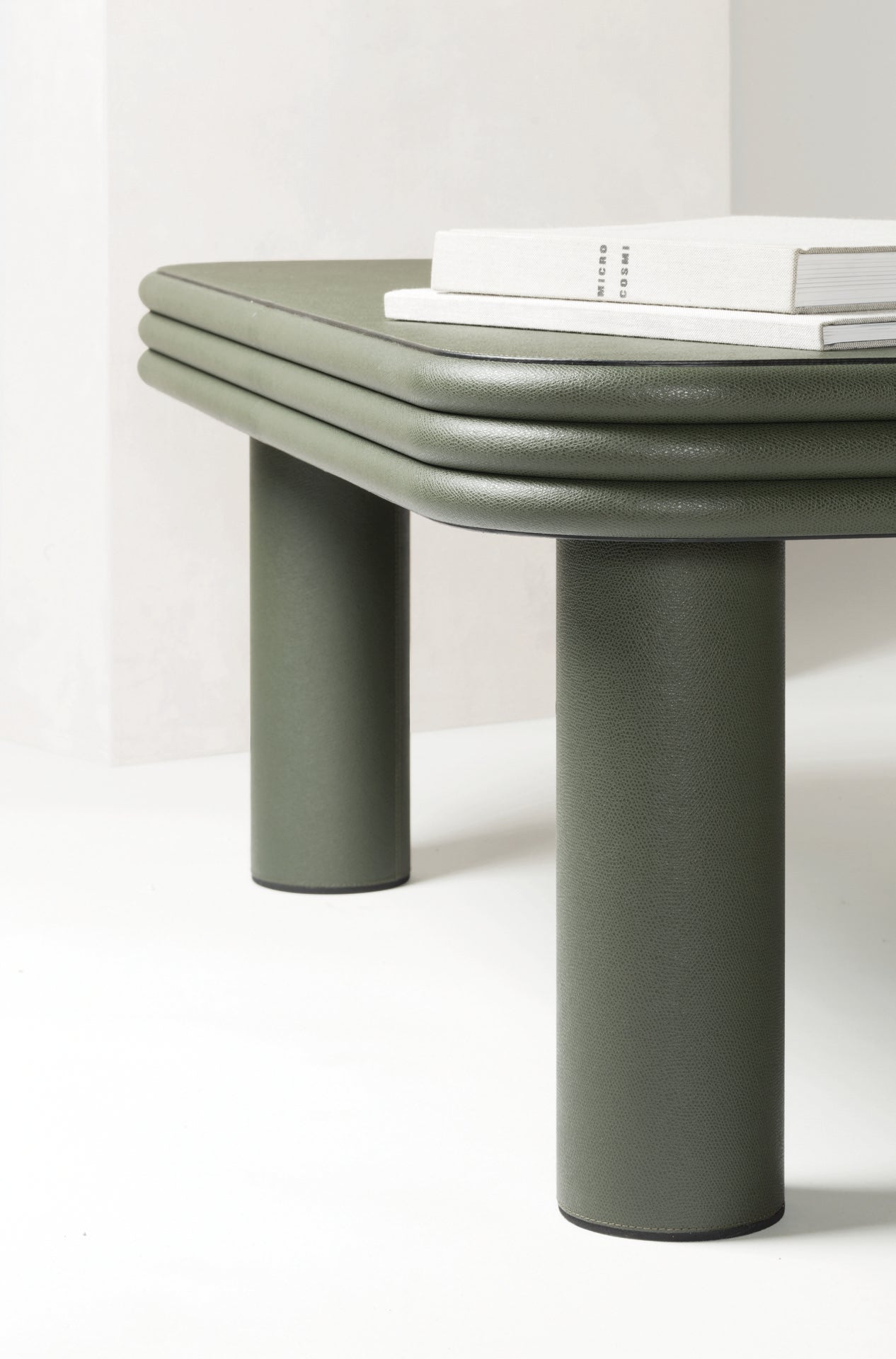 x Stephane Parmentier Scala Leather-Covered Coffee Table, Square