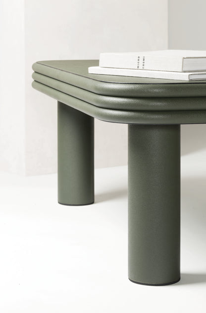 x Stephane Parmentier Scala Leather-Covered Coffee Table, Square