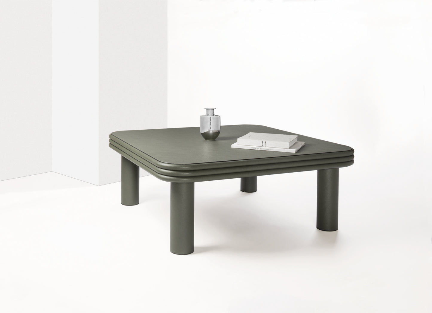 x Stephane Parmentier Scala Leather-Covered Coffee Table, Square