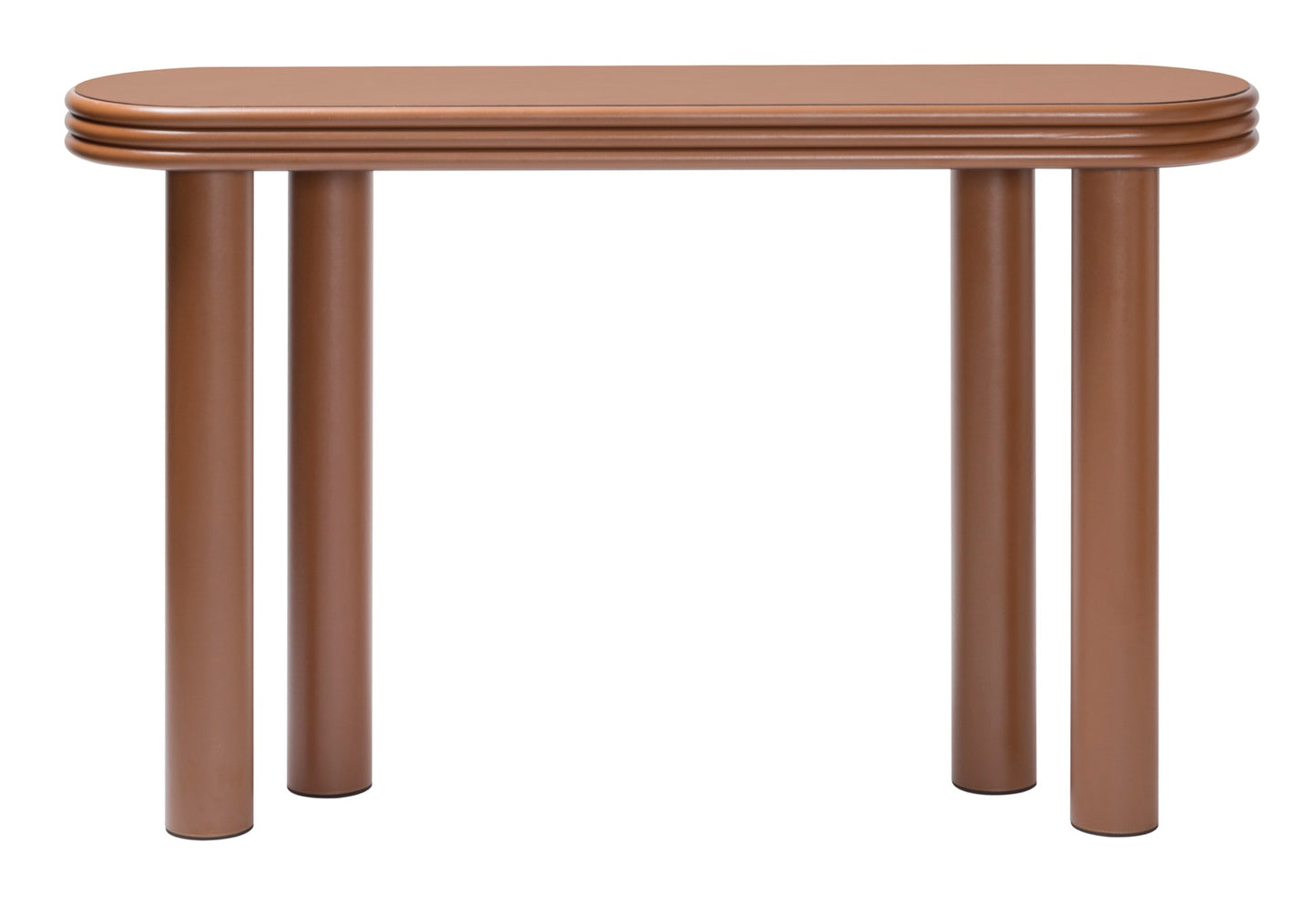 Giobagnara × Stéphane Parmentier Scala | Leather Console: Minimalist design with stacked edges and cylindrical legs | Furniture / Console Tables + Étagères | 2Jour Concierge, your luxury lifestyle shop | contemporary interiors, luxury design, refined craftsmanship, Italian furniture, architectural décor