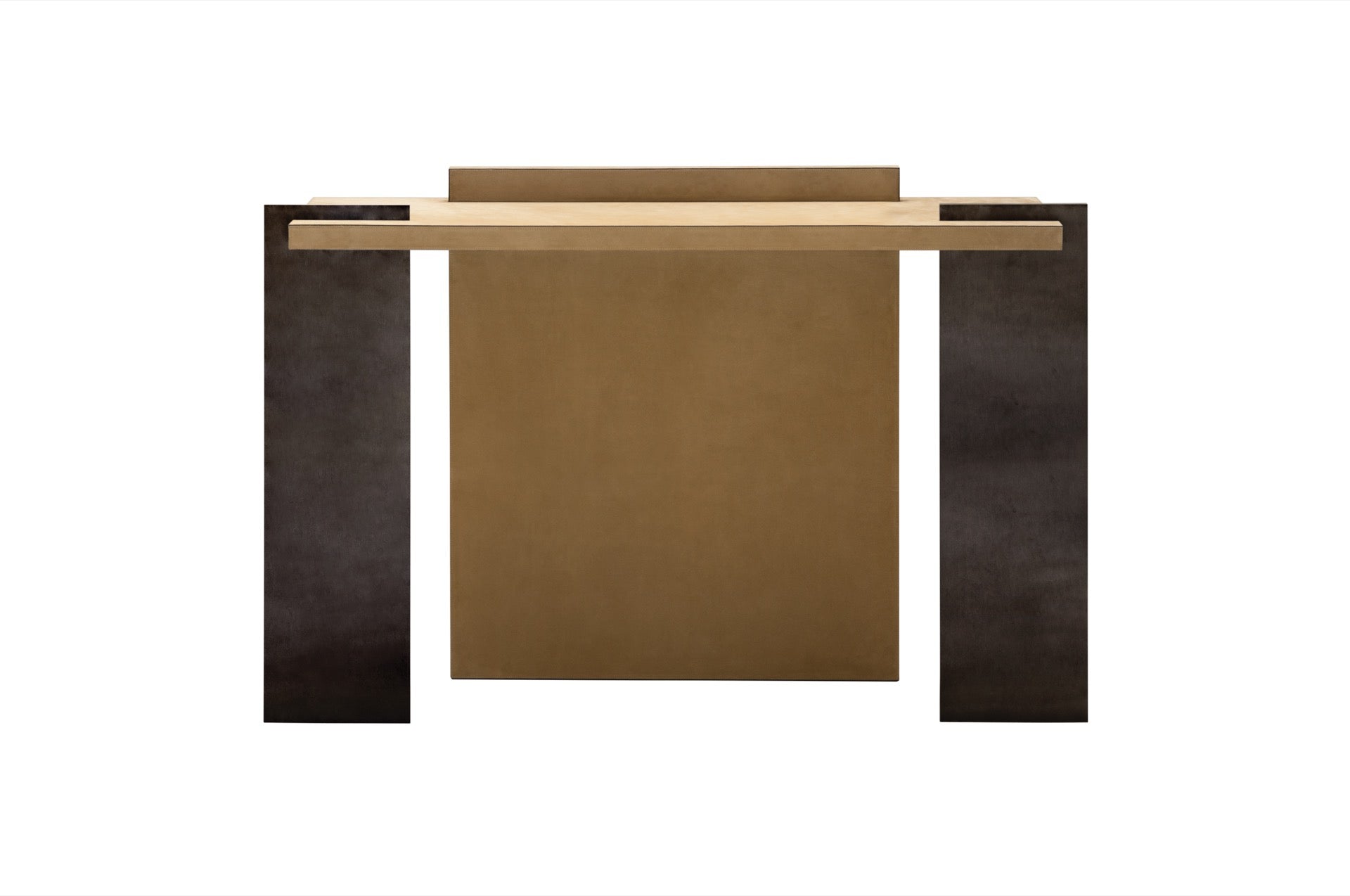 Giobagnara × Stéphane Parmentier Malaparte | Console: Painted metal and leather with aluminium and bronze finish, structured geometry inspired by modernist and Japanese aesthetics | Furniture / Consoles | 2Jour Concierge, your luxury lifestyle shop | luxury interiors, refined living, hospitality décor, executive offices, boutique hotels, yacht décor, collector’s furniture