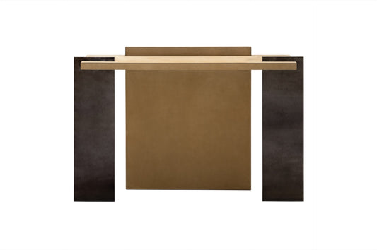 Giobagnara × Stéphane Parmentier Malaparte | Console: Painted metal and leather with aluminium and bronze finish, structured geometry inspired by modernist and Japanese aesthetics | Furniture / Consoles | 2Jour Concierge, your luxury lifestyle shop | luxury interiors, refined living, hospitality décor, executive offices, boutique hotels, yacht décor, collector’s furniture