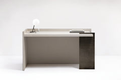 x Stephane Parmentier Malaparte Leather-Covered Desk with Painted Metal Details