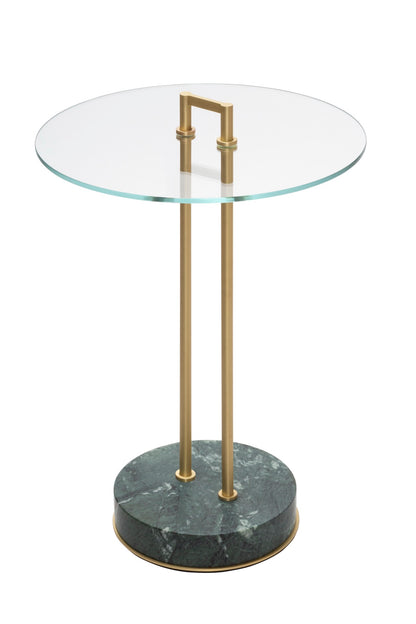 Urbino Marble Occasional Table with Metal Structure and Glass Top
