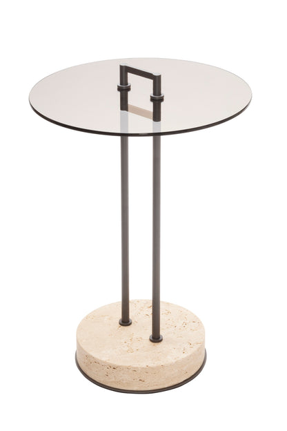 Urbino Marble Occasional Table with Metal Structure and Glass Top