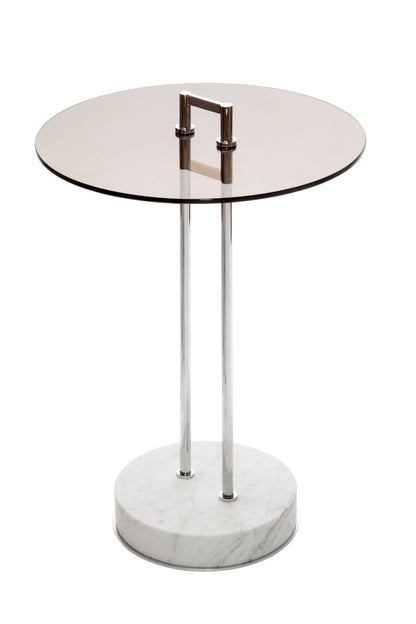 Urbino Marble Occasional Table with Metal Structure and Glass Top