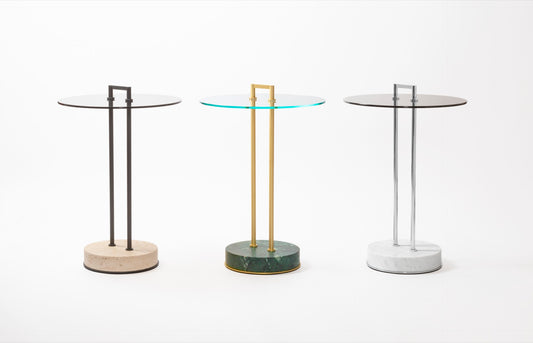 Urbino Marble Occasional Table with Metal Structure and Glass Top