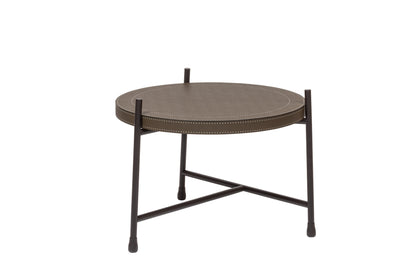 Giobagnara × Stéphane Parmentier Oblivion | Round Leather Coffee Tables: Leather tops in off-white or dark brown with bronze frame | Furniture / Coffee Tables | 2Jour Concierge, your luxury lifestyle shop | luxury interiors, hospitality décor, boutique hotels, yacht décor, executive offices, refined living