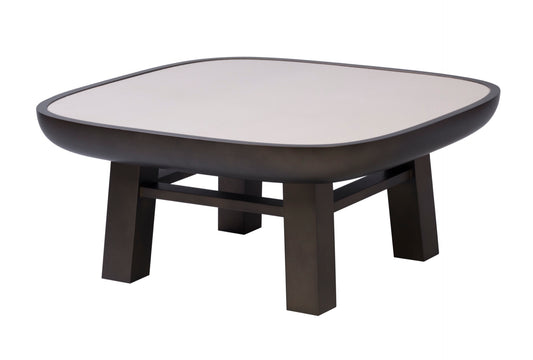 Giobagnara × Stéphane Parmentier Olympia | Coffee Table: Leather in suede, nappa, wild boar, or golf with bronze-lacquered wood structure | Furniture / Coffee Tables | 2Jour Concierge, your luxury lifestyle shop | refined residential interiors, luxury hospitality, gallery settings, contemporary statement furniture
