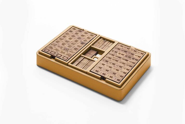 x Poltrona Frau Leather-Covered Wood Mahjong Set