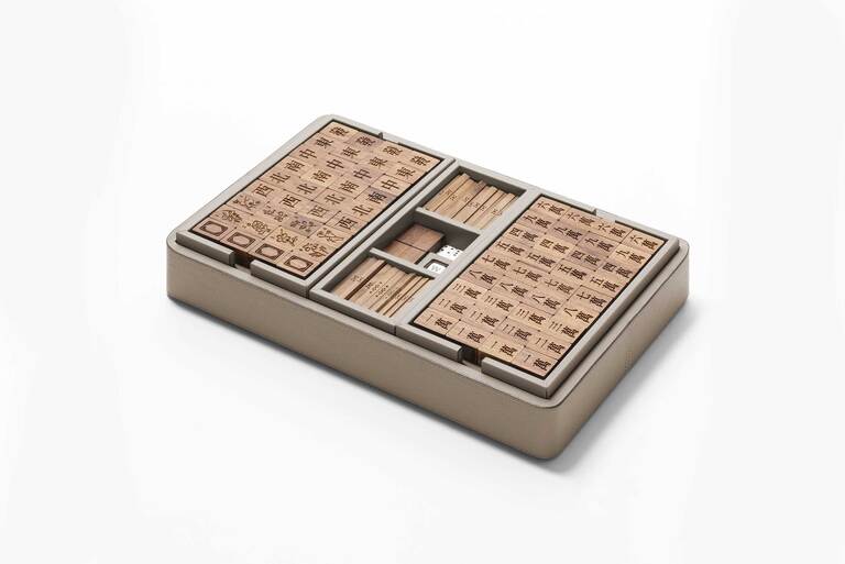 x Poltrona Frau Leather-Covered Wood Mahjong Set