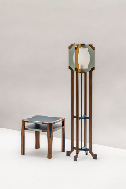 x Martino Gamper Margo Wood & Leather Floor Lamp