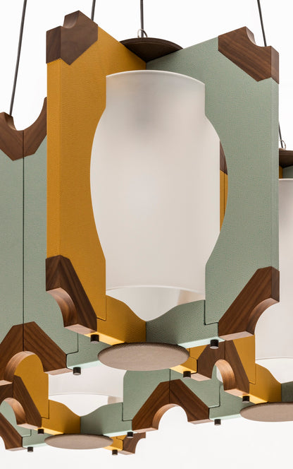 x Martino Gamper Margo Wood & Leather Ceiling Lamp