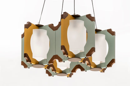 x Martino Gamper Margo Wood & Leather Ceiling Lamp