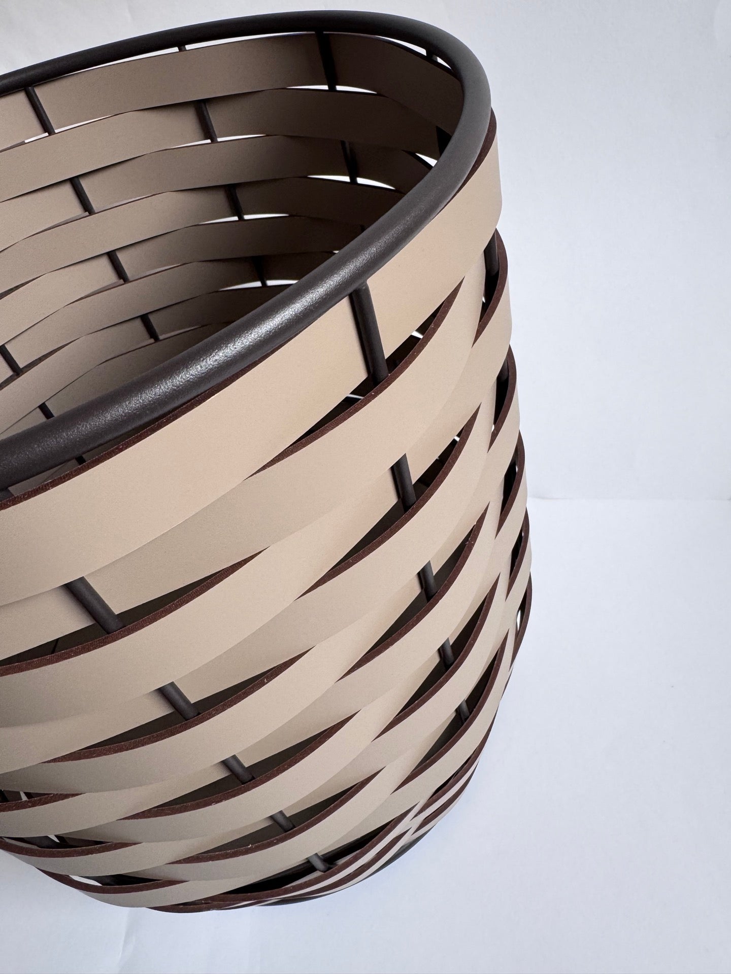 Nassa Planter: Regenerated Leather, Dark-Stained Aluminum Framework