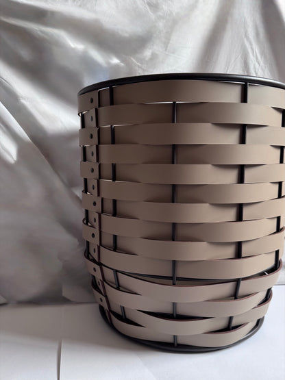 Nassa Planter: Regenerated Leather, Dark-Stained Aluminum Framework