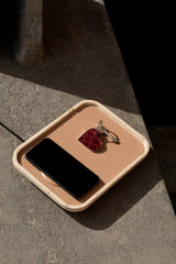 Polo Marmo Leather-Covered Wooden Wireless Charger with Marble Frame