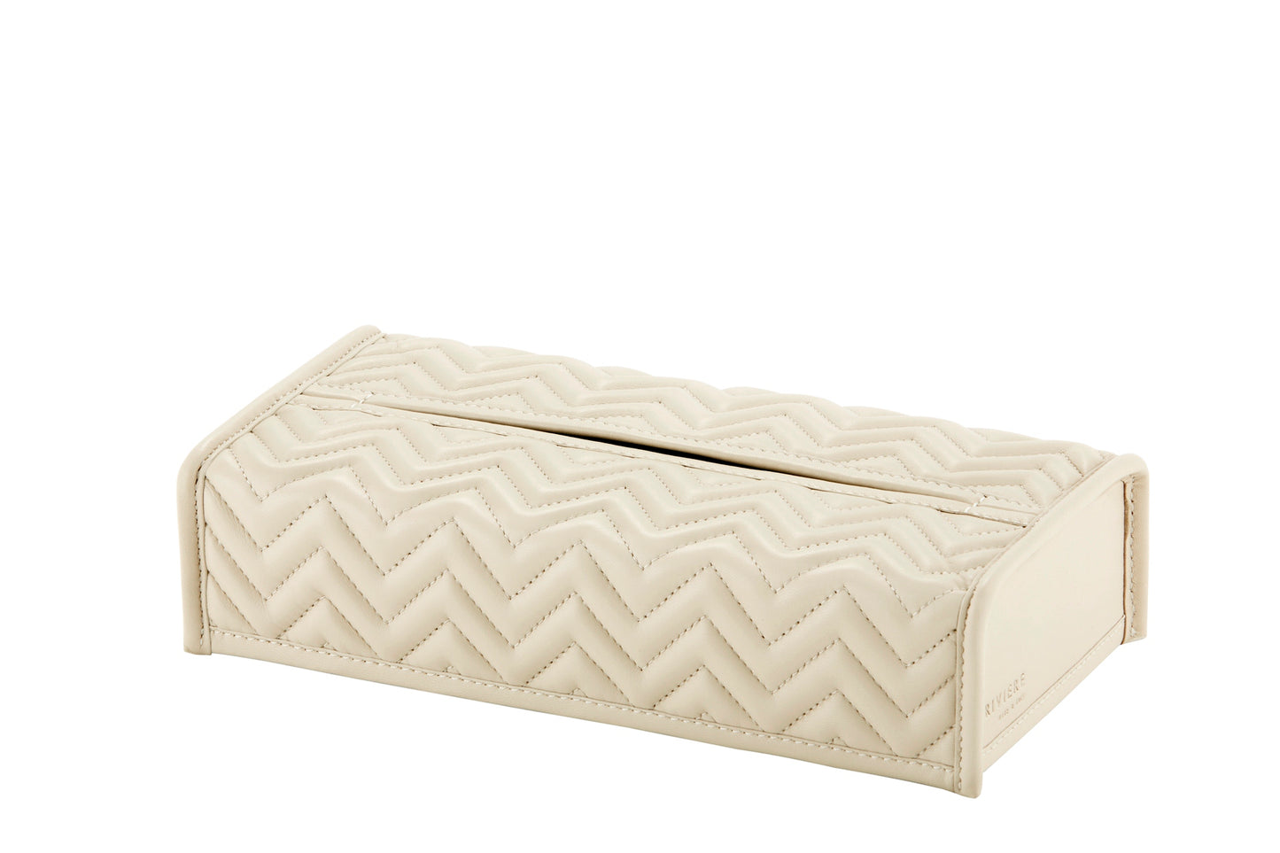 Riviere Elba Quilted Herringbone Leather Tissue Holder | Padded Leather Tissue Box Cover | Elegant Quilted Herringbone Design | Perfect for Yacht Decor | Explore a Range of Luxury Home Accessories at 2Jour Concierge, #1 luxury high-end gift & lifestyle shop
