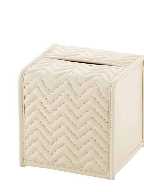 Riviere Elba Quilted Herringbone Leather Tissue Holder | Padded Leather Tissue Box Cover | Elegant Quilted Herringbone Design | Perfect for Yacht Decor | Explore a Range of Luxury Home Accessories at 2Jour Concierge, #1 luxury high-end gift & lifestyle shop