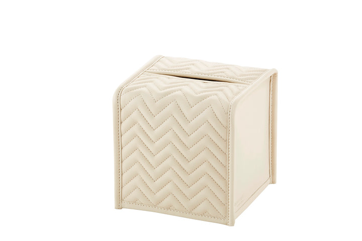 Riviere Elba Quilted Herringbone Leather Tissue Holder | Padded Leather Tissue Box Cover | Elegant Quilted Herringbone Design | Perfect for Yacht Decor | Explore a Range of Luxury Home Accessories at 2Jour Concierge, #1 luxury high-end gift & lifestyle shop