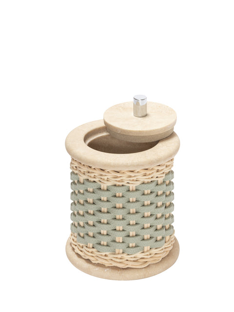 Pigment France Courbet Leather & Rattan Travertine Marble Bathroom Box | Luxurious Bath Accessories | Crafted with High-Quality Materials | Explore a Range of Luxury Home Goods at 2Jour Concierge, #1 luxury high-end gift & lifestyle shop