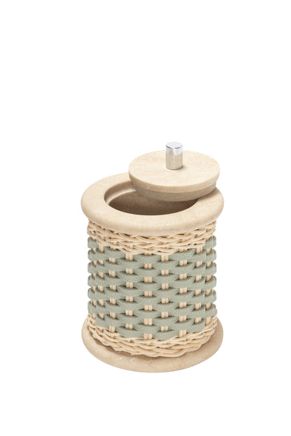 Pigment France Courbet Leather & Rattan Travertine Marble Bathroom Box | Luxurious Bath Accessories | Crafted with High-Quality Materials | Explore a Range of Luxury Home Goods at 2Jour Concierge, #1 luxury high-end gift & lifestyle shop