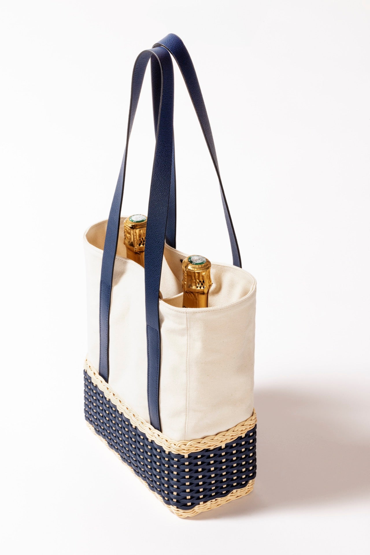 Talais Woven Leather & Rattan Bottle Carrier