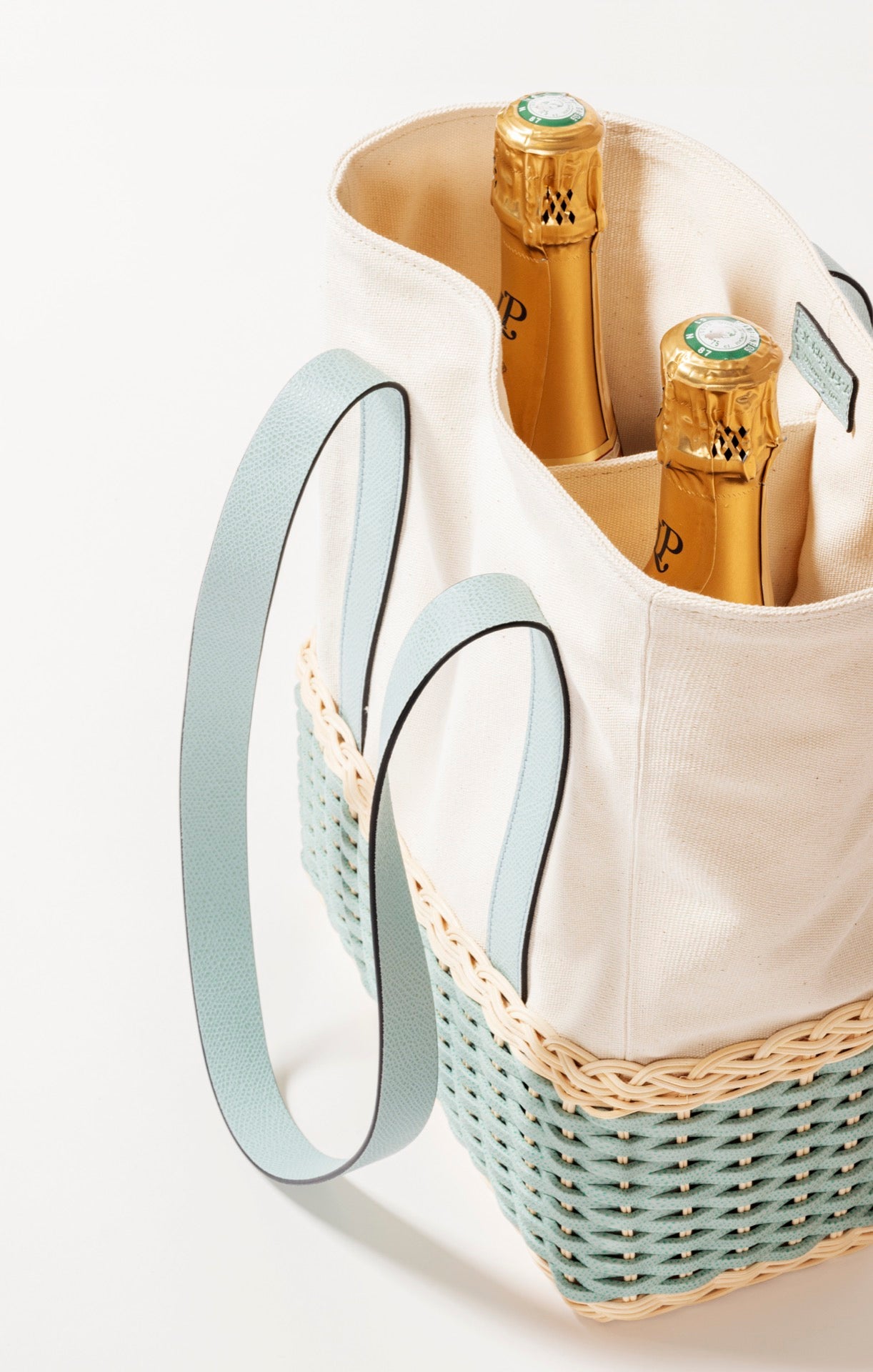 Talais Woven Leather & Rattan Bottle Carrier
