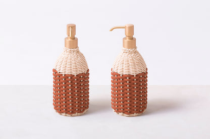 Manual Rattan & Leather Sanitizer Gel Dispenser