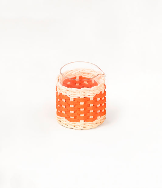 Deauville Leather & Rattan Milk Jug by Pigment France | Transparent borosilicate glass partially dressed in woven leather and rattan | Home Decor and Serveware | 2Jour Concierge, your luxury lifestyle shop