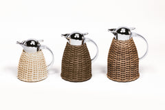 Chantilly Rattan-Covered Insulated Stainless Steel Carafe with Chrome Finish 0.6 lt