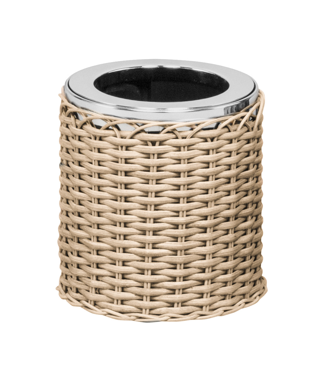 Cannes Glacette: Rattan-Covered Insulated Brass w Chrome-Plated Finish