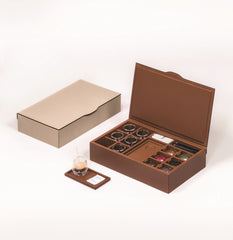 Saint-Germain Leather-Covered Wood Coffee Organizer For Nespresso Commercial Capsules (Sieger Lines Cup)