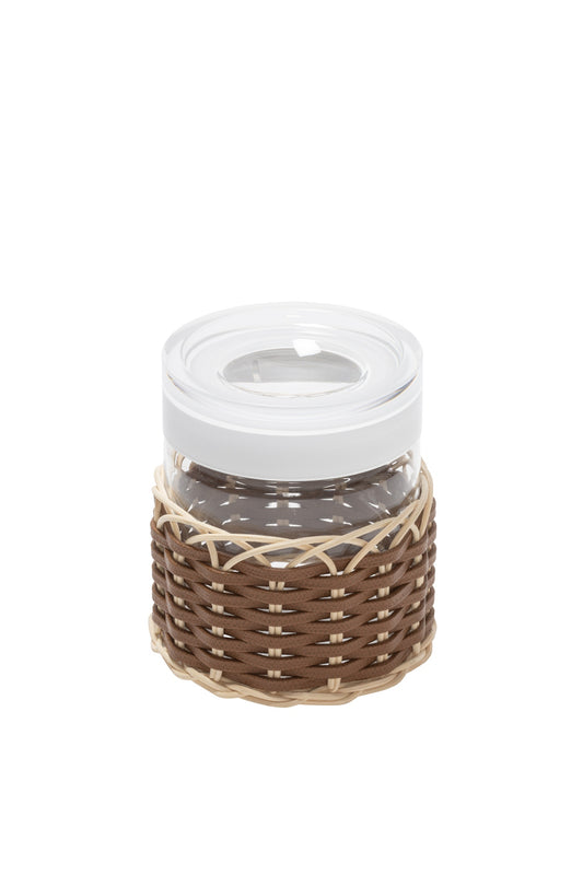 Alsace Leather & Rattan Glass Airtight Jar M