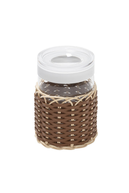 Alsace Leather & Rattan Glass Airtight Jar L