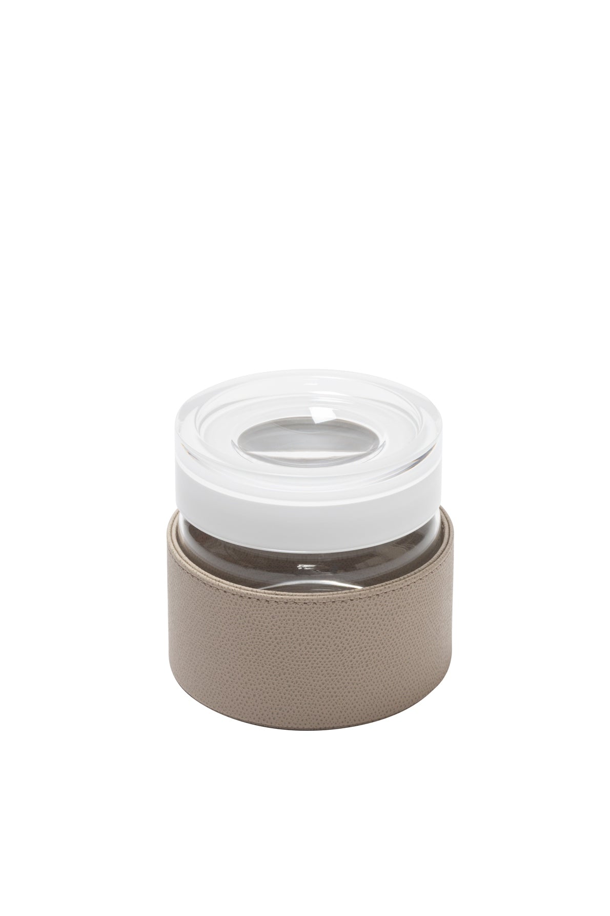 Pigment France Alsace Leather Airtight Jar | Leather-covered glass body with a two-tone plastic lid | Perfect for adding elegance to any kitchen | Home Decor and Kitchen Accessories | 2Jour Concierge, your luxury lifestyle shop